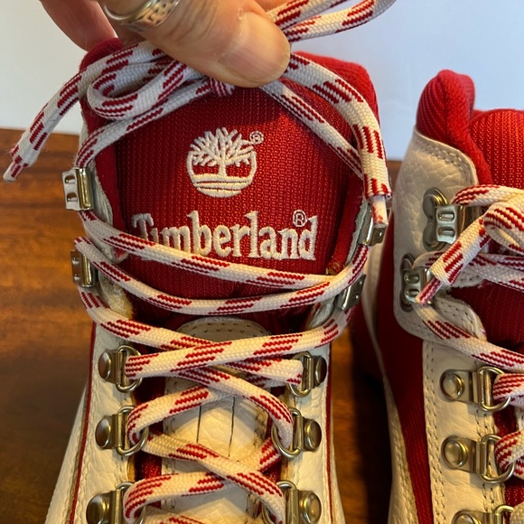TIMBERLAND Euro Hiker Mid Leather Hiking Boot, 90s Vintage Red/White, Size 9 Y2K - Picture 13 of 13